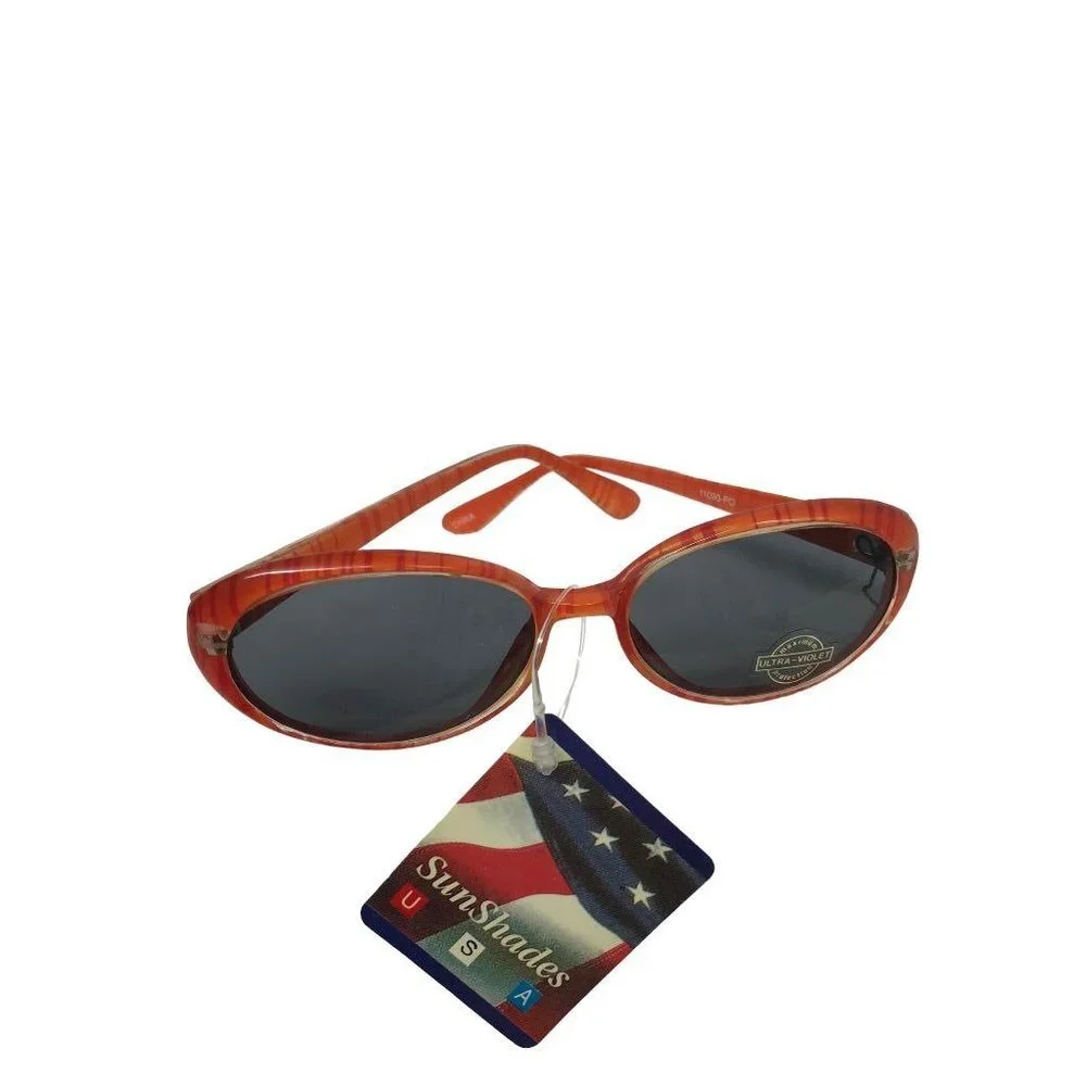 Red Orange Stripe Children's Youth New Glance Sunglasses Oval UV400 Protection 1